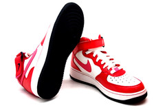 Nike Air Force 1 Mid GS White/Dynamic Pink-Hyper Red-Dark Obsidian 518218-101