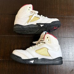 Jordan 5 Retro Fire Red 2012 White Black Red Kids Shoes 440889-100 Size 13C