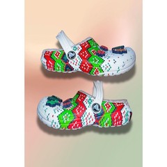 Crocs Classic Lined Holiday Christmas Sweater Clogs Kids C12 w/ Jibbitz Charms