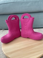 Crocs Candy Pink Handle It Rain Boot Kids Size c13 12803 Waterproof Lightweight