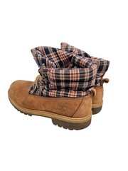 Timberland Junior Norse Flannel Roll Top Brown Utility Boots Size 6 Youth