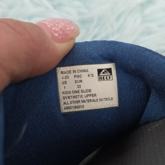 Reef Kids One Slide Sandals Grey Blue Youth Size 1 Water Friendly Beach Shoes