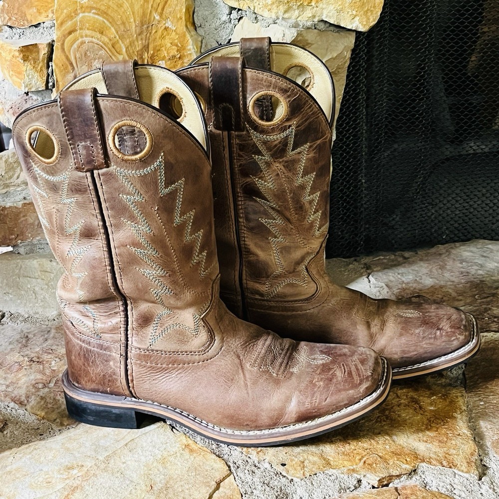 Smoky Mountain Cowboy Boots Youth Size 5 Brown Leather Western Turquoise *NICE*