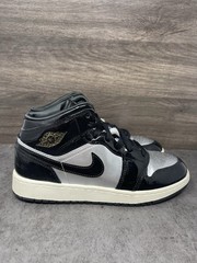 Air Jordan 1 Mid Metallic Silver Sneakers Kids Size 6Y GS FZ3938-001