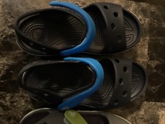 Crocs Childrens Summer Two Bayaband Sandals Gray And Blue Never Wore Size 10
