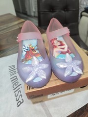 Mini Melissa Little Mermaid Mary Jane Flats Purple/Pink US 12 EU 30 Hook & Loop