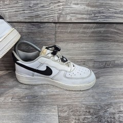 Nike Air Force 1 Toggle Stretch Lace White Black Swoosh Shoes Size 2Y Kid