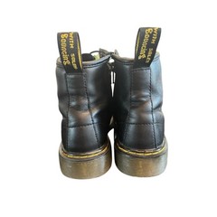 Dr Marten Kids leather ankle Boots/socks Size 1 Black Side Zip Chunky Sole