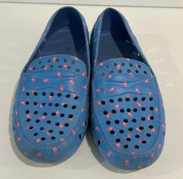 Floafers Kids Prodigy Driver Loafer Slip On Water Shoes Blue Flamingo Print 2