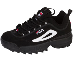 FILA DISRUPTOR II FW04544-014 BLACK/WHITE/VRED BIG KIDS SNEAKER CASUAL SHOE