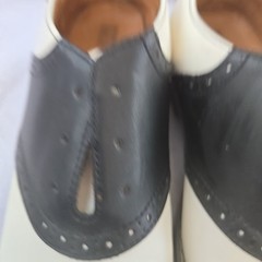 School Issue Youth Upper Class Saddle Oxfords Blk/WHT Leather US 8 1/2 W