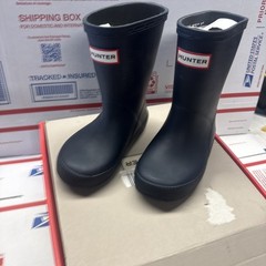 HUNTER KIDS FIRST CLASSIC Rain Boots Black US Kids Size 6B/7G NEW NIB