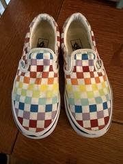 Vans Checkerboard Rainbow Classic Slip On 12.5 Youth