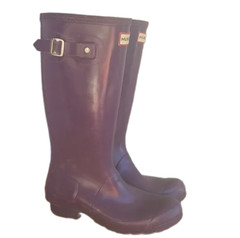 Hunter Rain Boots Kids Waterproof Tall Boots Pull On Girl Boots Gloss Purple 6