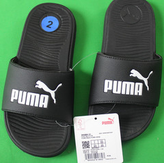 Puma Cool Cat 2.0 Youth Casual Beach Slide Flip Flop Black & White NIP SZ 2 NWOB