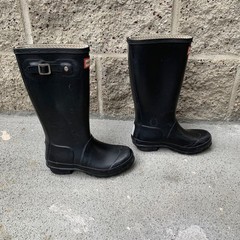 HUNTER Original Rain Boots US 2 EU 32 Big Kids Black High Gum Boot Rubber