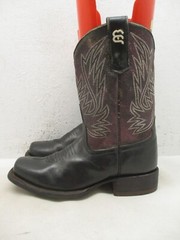 ANDERSON BEAN BOOTS Black Purple Leather Cowboy Boot Youth Kids Size 3 St 2001