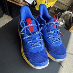 Under Armour Blue/Yellow/Red/White Mesh Low Top Lace-Up Unisex Kids Sneakers