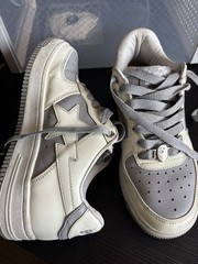 BAPE Light Grey/White Sneakers Size 5 Kids Used No Box