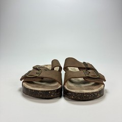 Wonder Nation Brown Comfort Slip On Double Buckle Footbed Sandals Kid’s Size 12