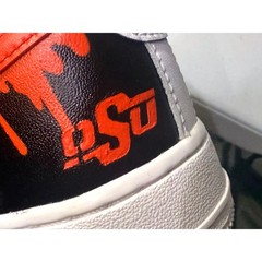 Nike Air Force 1 Low OSU Custom White Orange Black Boys Sneakers 7.5Y