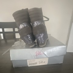 Blinq Anslee Glitter Wedge High-Top Sneakers Gray/Silver Unisex Kids US 9