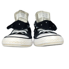 Converse All Star Shoes Juniors 4 Black Double Tongue Stars Shimmer Silver Gold