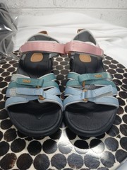 Teva Kids Sandals US 7 Pink Teal Adjustable Hook and Loop Rubber Outsole