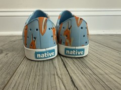 Native Jefferson Unisex Kids Slip-On Sneakers Blue Orange Fox Print J2 EU33