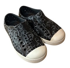 Native Disney Jefferson Kids Size C8 Mickey Mouse Doodle Black Slip-On Shoes