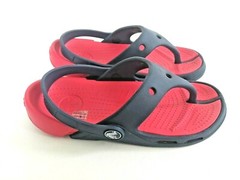 Crocs Electro Flip Kids Size 12 c 13 Navy Red Slides Slingback Thong Sandals