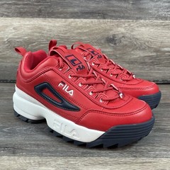 FILA Unisex Kids Disruptor 2 Premium Sneakers Red 3FM00666-616 Lace Up Size 4.5