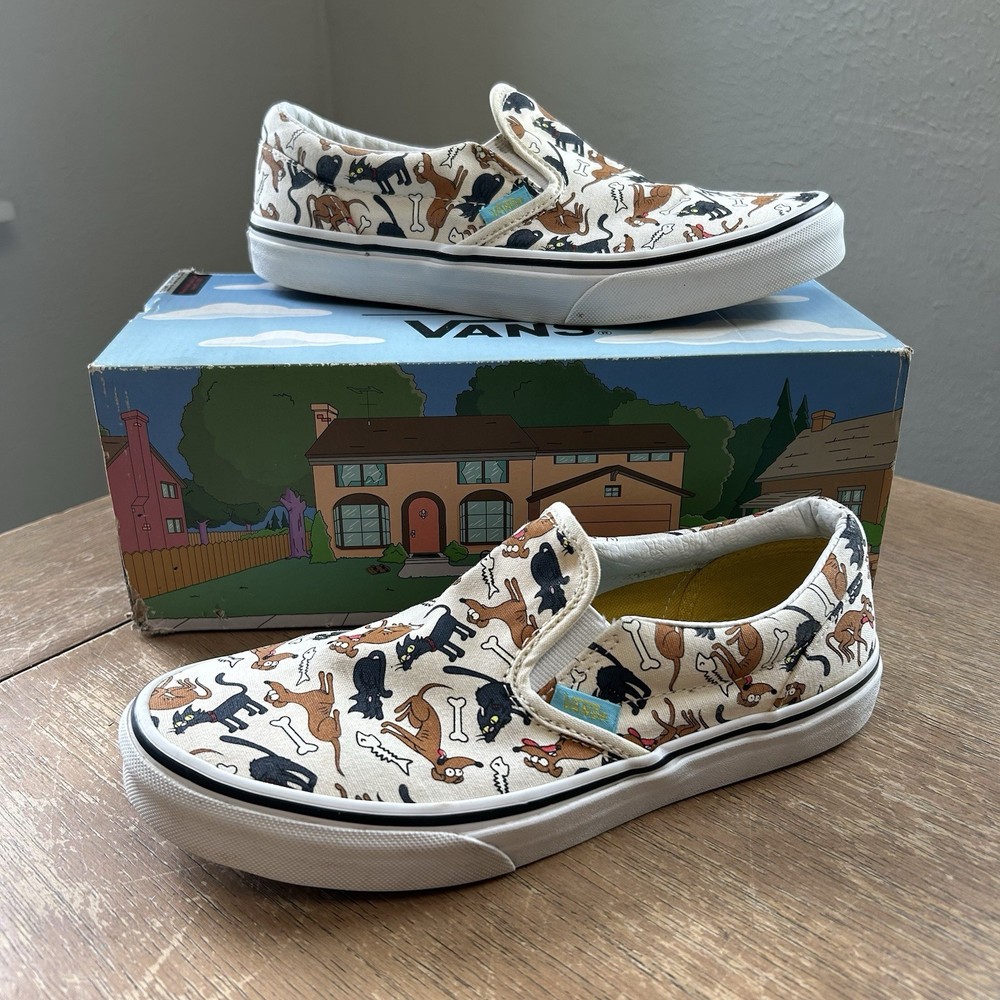 Vans x The Simpsons Family Pets Classic Slip-On Shoes Juniors 7 All Over Print