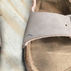 Tamarack Sandals Youth 2 Two Buckle Straps Slingback Taupe Leather Hook & Loop
