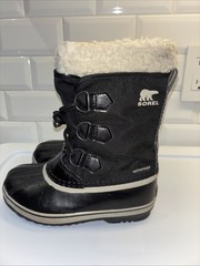 Sorel Yoot Pac Nylon WP Boots Kids Size 1 Black/Ivory $90