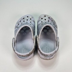 Crocs Gray Classic Clogs Glitter Sparkle Slip On Shoes 206992 Youth Size C9