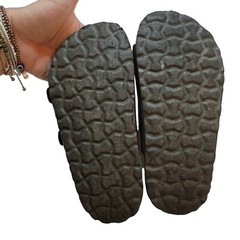 Kids Sandal Leather Double Strap Buckle Slide Cushion Aire Brown Size 11
