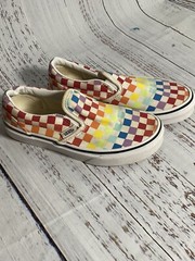 Vans Slip-On Rainbow Checkered Skateboard Shoes Multicolor Size 2