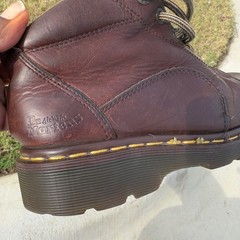 Dr Martens Boots Kid UK2/US3 Brown Leather Grunge Y2K 90s Chunky Made in England