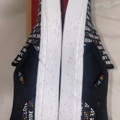 NEW Vans shoes pride asher love rainbow hearts 3 youth glitter kind slip on