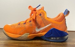 Nike LeBron XII Sneakers Orange Blue Bright Retro Youth Size 5 Y2K EUC