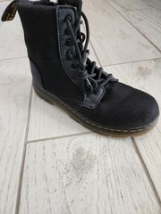 Dr. Martens Boots Kids Size 2 Doc Combs J Combat Lace Up Canvas Zip Black Youth