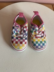 VANS Baby size 4 Multicolor Checkerboard Canvas Low Top Lace-Up Sneakers