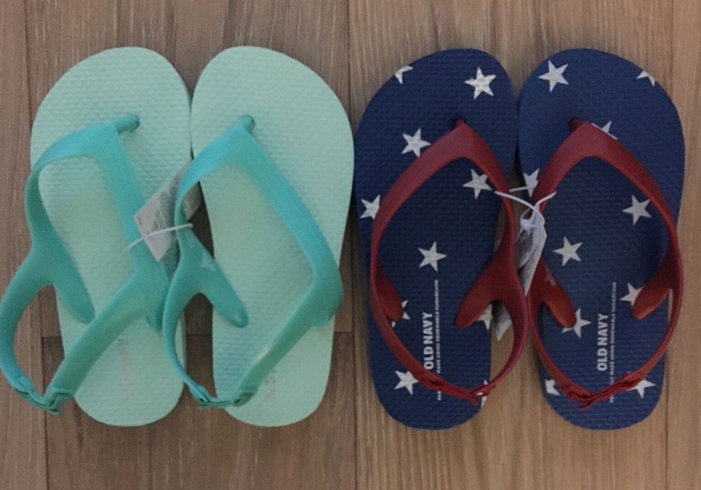 Lot Of 2 Old Navy Flip Flops SIZE 10~Kids~Mint 2 tone & Red/White Stars/Blue NWT