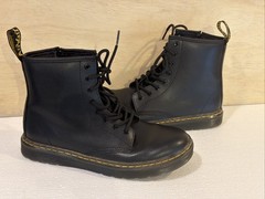 Dr. Martens Leather Boots black ZAVALA Size 4 and 5 side zip moto combat NEW