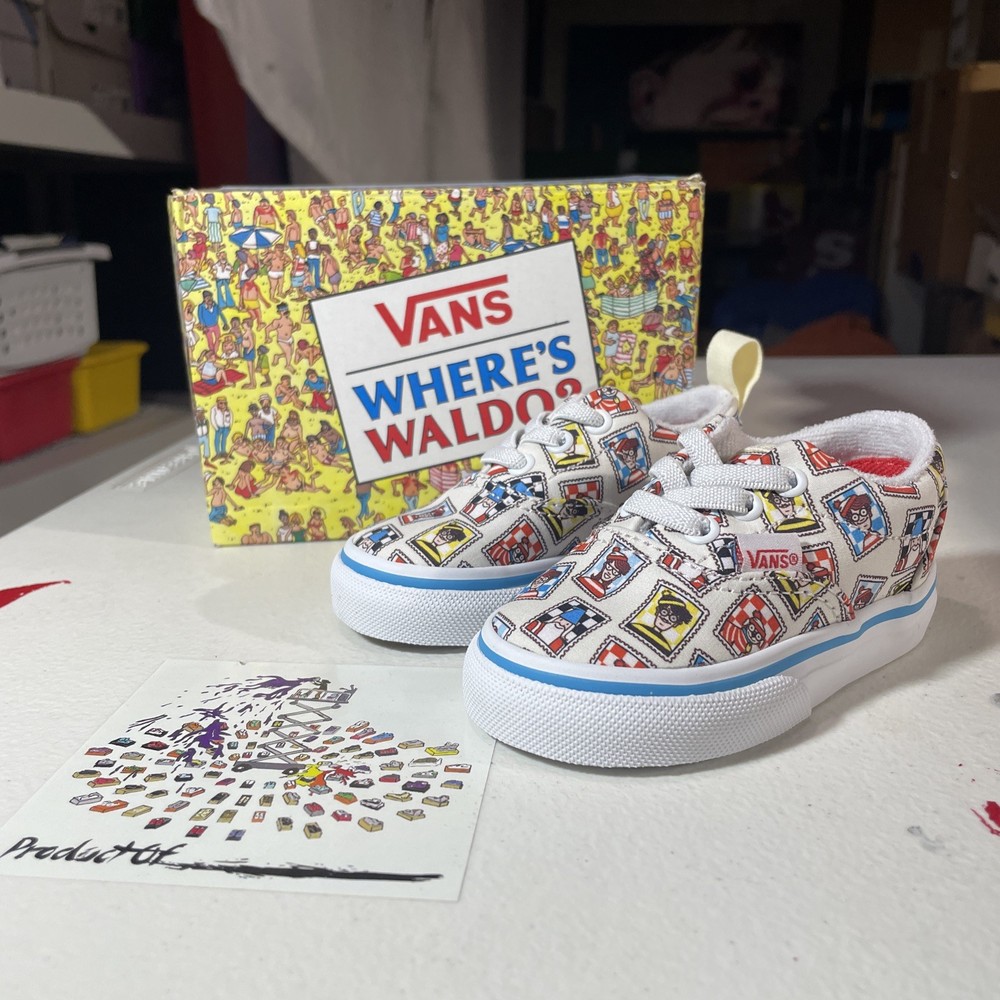 VANS Wheres Waldo? SneakersTD Kid Sz 4 Skatecore Kidcore Unisex Cartoons Toddler