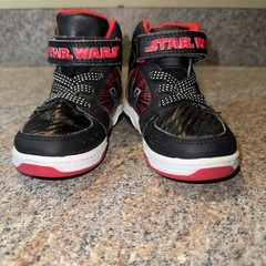 Star Wars High Top Kids Size 7 Laced Shoe Light Up Vader Tie Fighter Rare