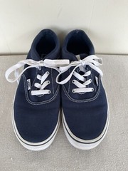 Vans Off the Wall Navy Blue Canvas Skate Sneakers Youth 4.5 EUC