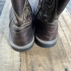 DAN POST Western Cowboy Boots Youth 4D Brown Leather Square Toe Pull-On