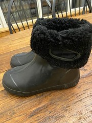 Bogs Prairie Solid Black Leather Rubber Rebound Waterproof Rain Winter Pull On